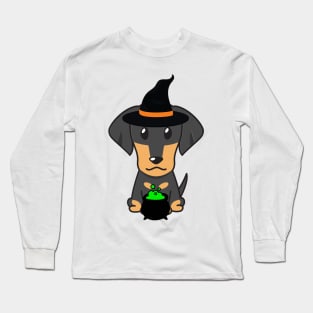 Cute dachshund dog is a witch Long Sleeve T-Shirt